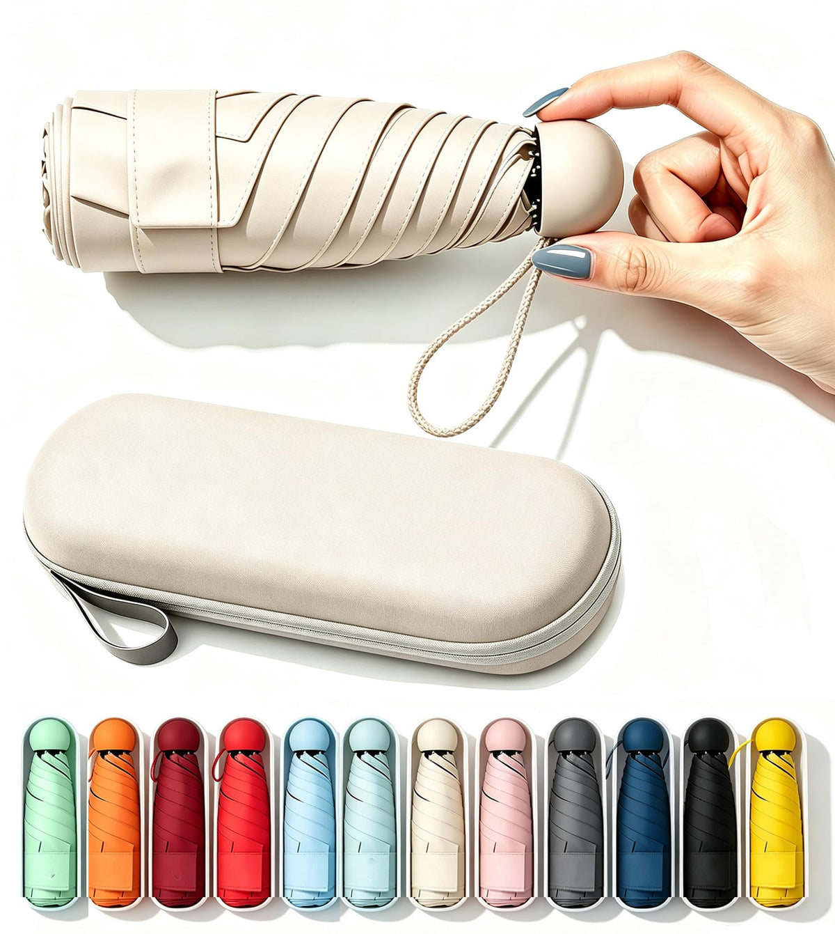 SIEPASA Mini Travel Umbrella, Compact UV Protection Sun & Rain Umbrella