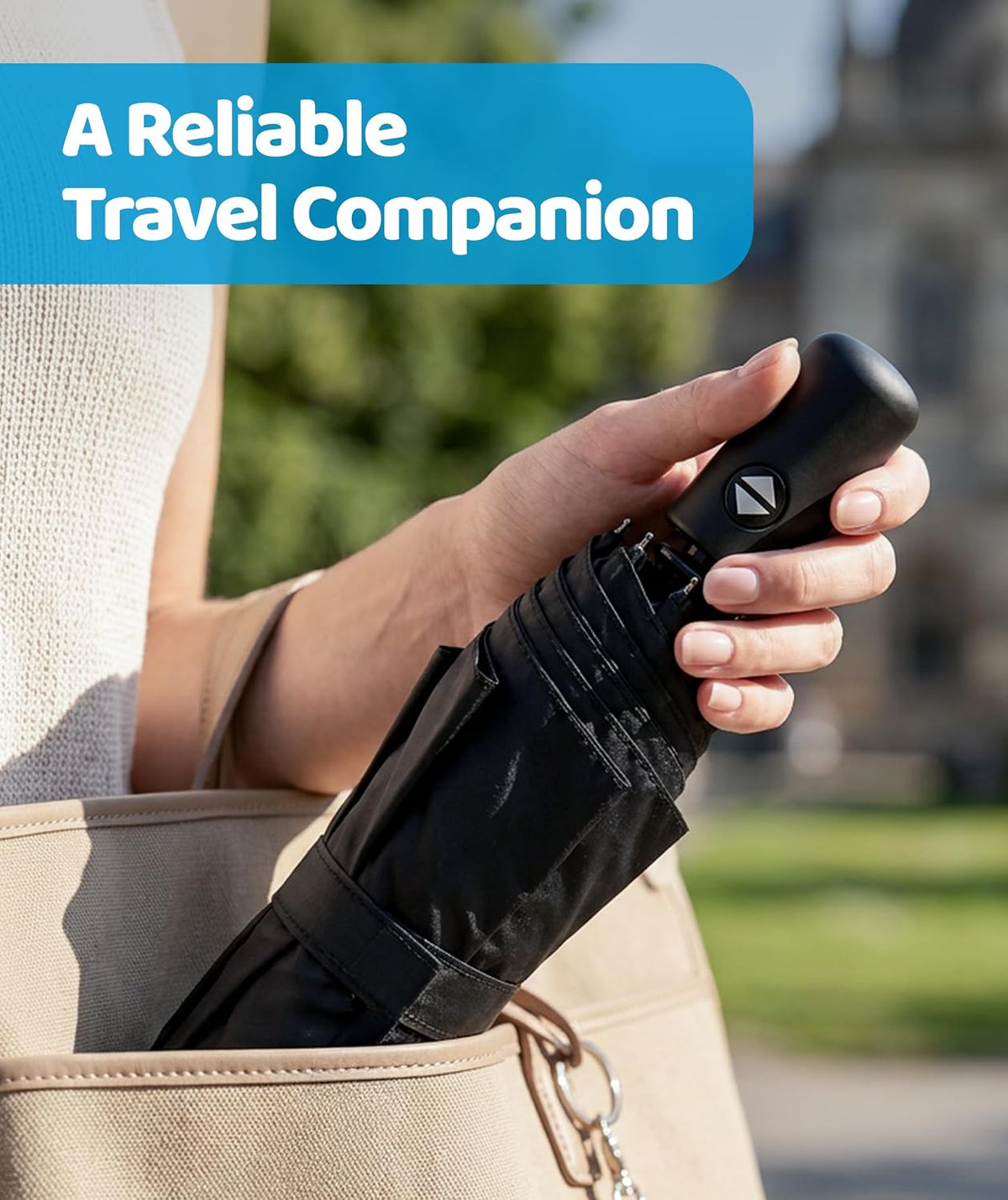 Rain-Mate Windproof Compact Umbrellas for Rain - Strong Reinforced Fiberglass Rib Design & Auto Open & Close - Portable Folding Travel Umbrella - Lightweight & Packable for Women & Men, Easy Collapse