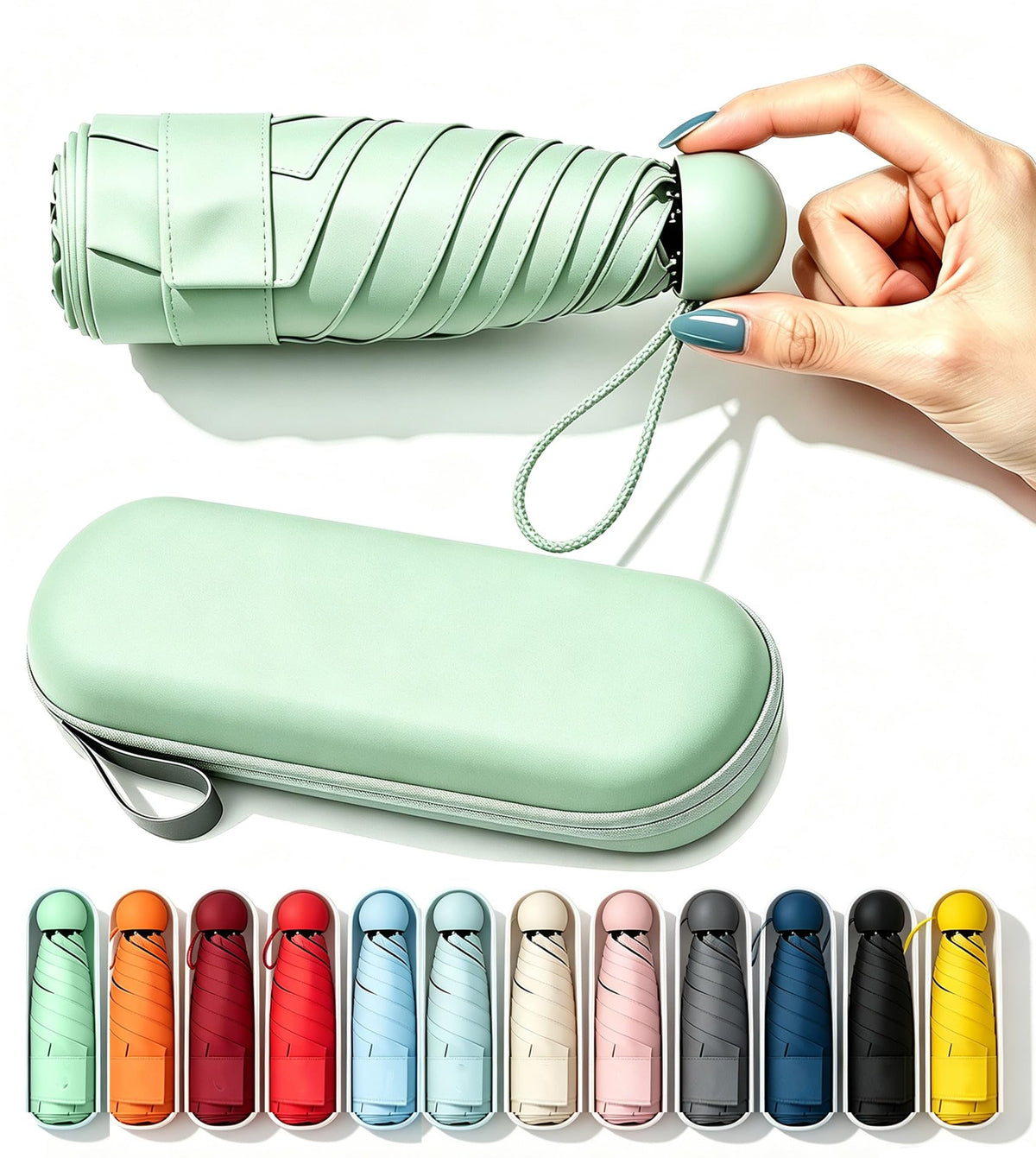 SIEPASA Mini Travel Umbrella, Compact UV Protection Sun & Rain Umbrella