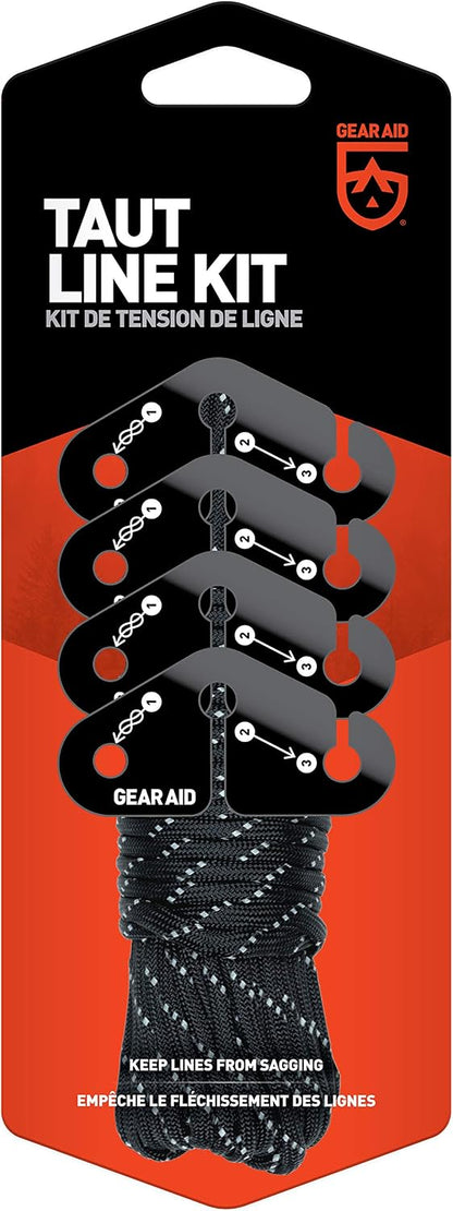 GEAR AID Taut Line Kit with 550 Paracord for Hanging Gear on a Travel Clothesline, Black