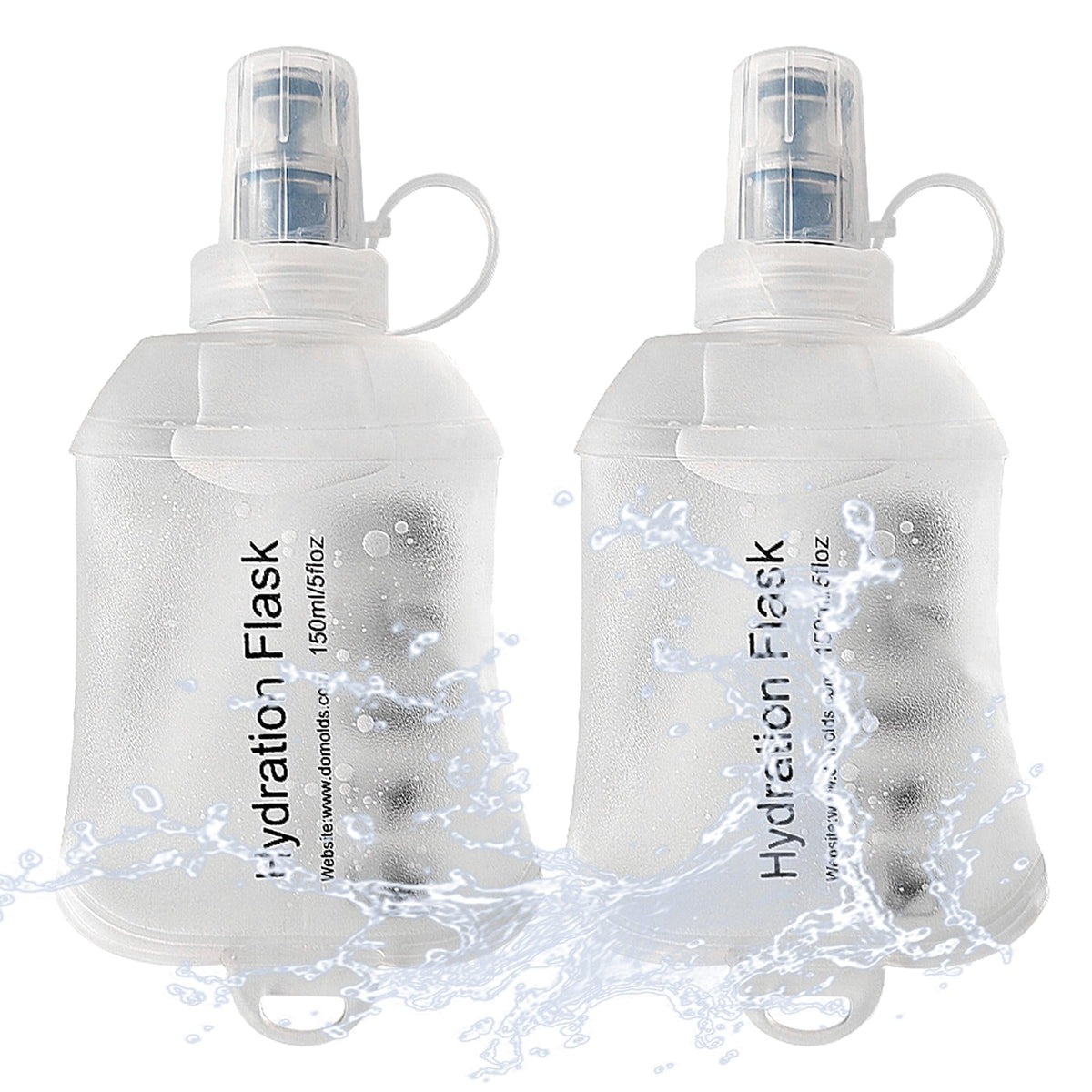 J.CARP 2Pcs 250ml Soft Flask Running Water Bottles, TPU Foldable Running Hydration Flask for Hydration Pack Cycling Hiking Climbing Outdoors Motorbike White