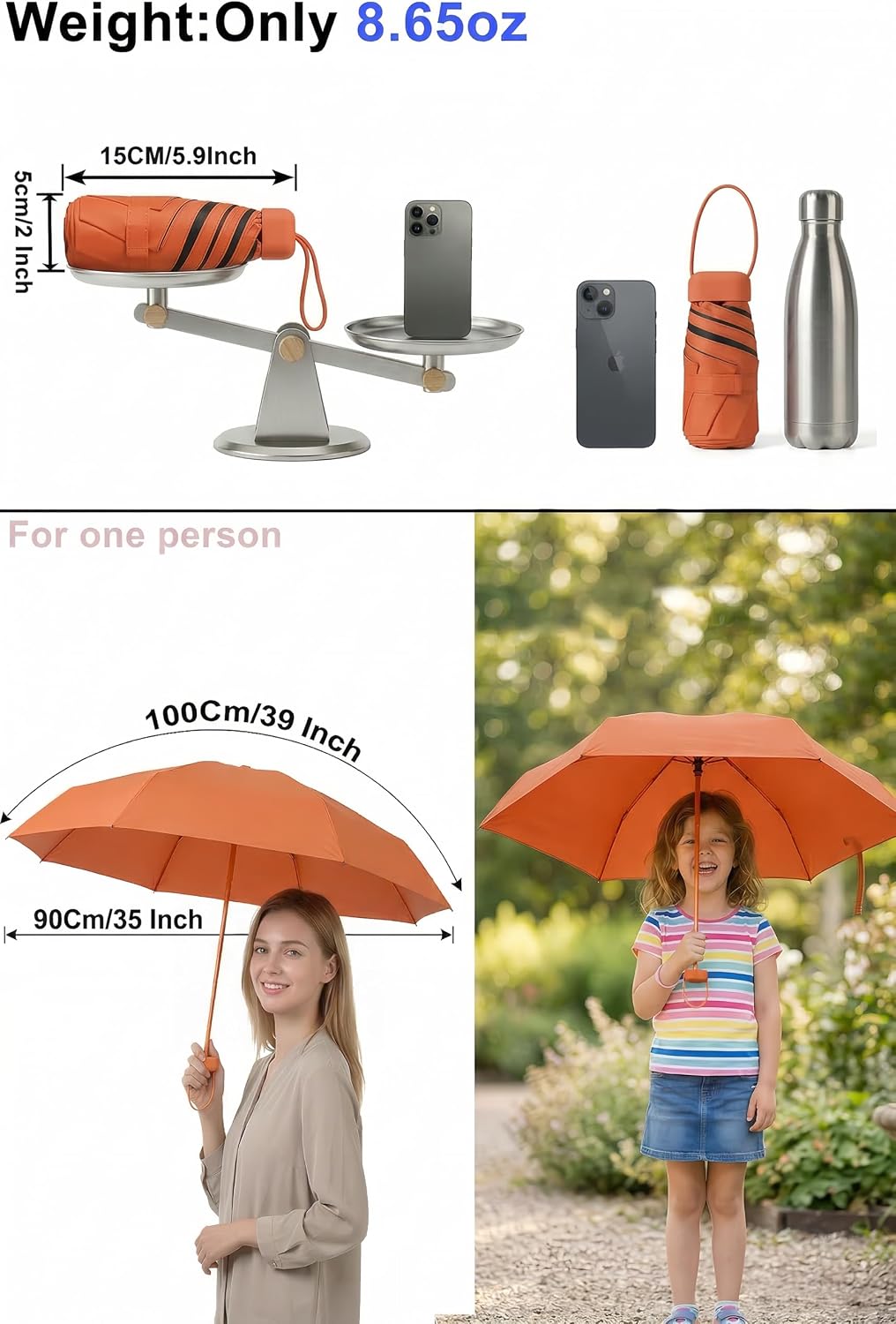 BAODINI Travel Mini Umbrella With UV Sun Protection, Compact Pocket Size