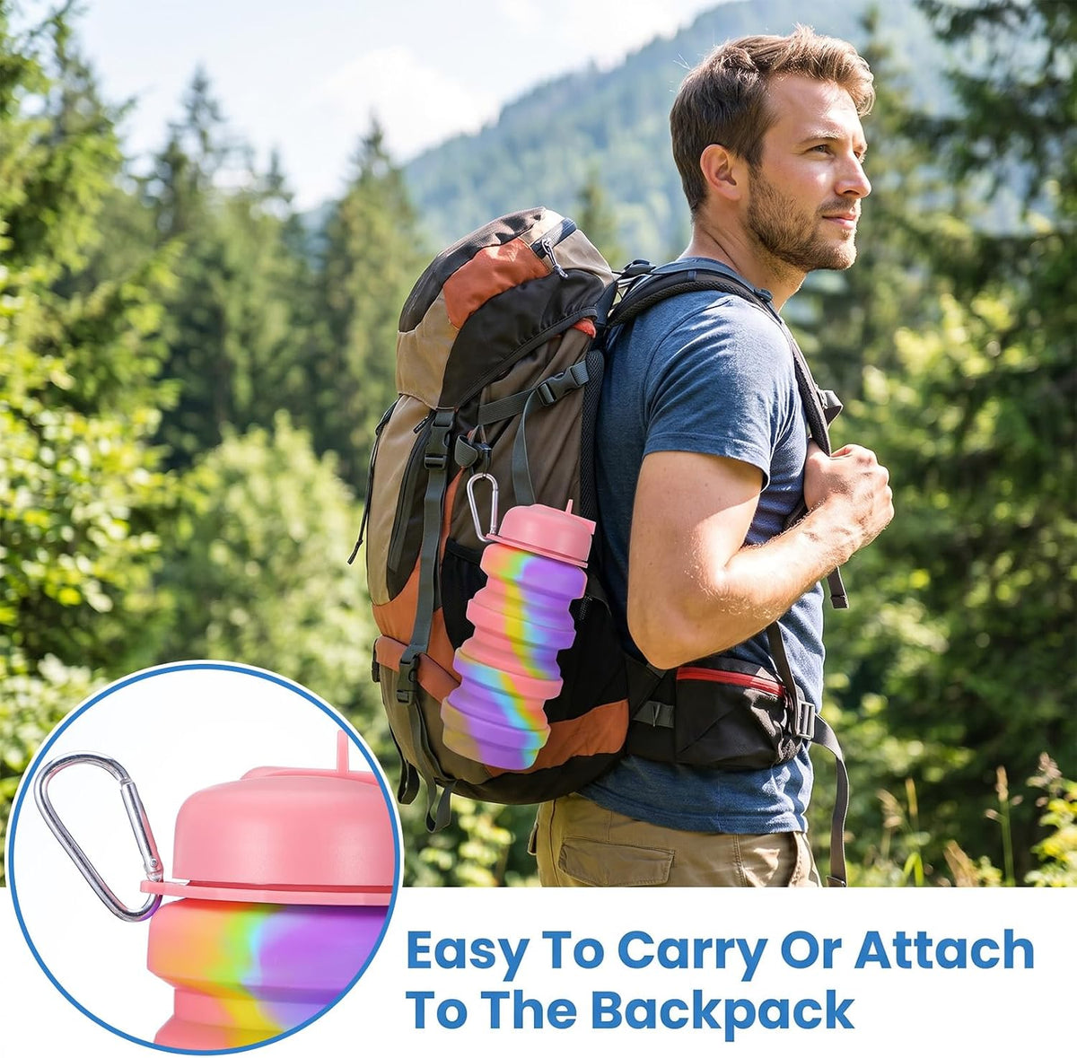4 Pcs Foldable Water Bottles, 16 oz Reusable Water Bottles Portable
