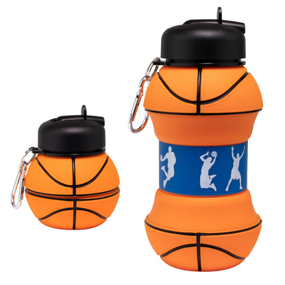 Maccabi Art Clip-On Collapsible 1 Liter, 34 oz. size BPA-Free Silicone Soccer Ball Large Water Bottle for Kids