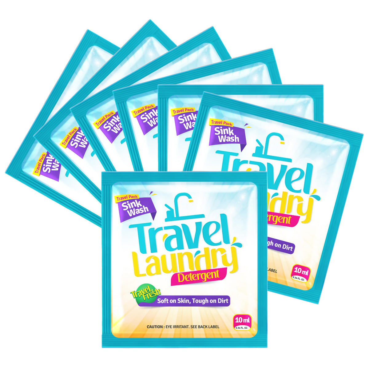 Travel Laundry Detergent 8 Pack with Clothesline, 12 Clips, Portable Kit