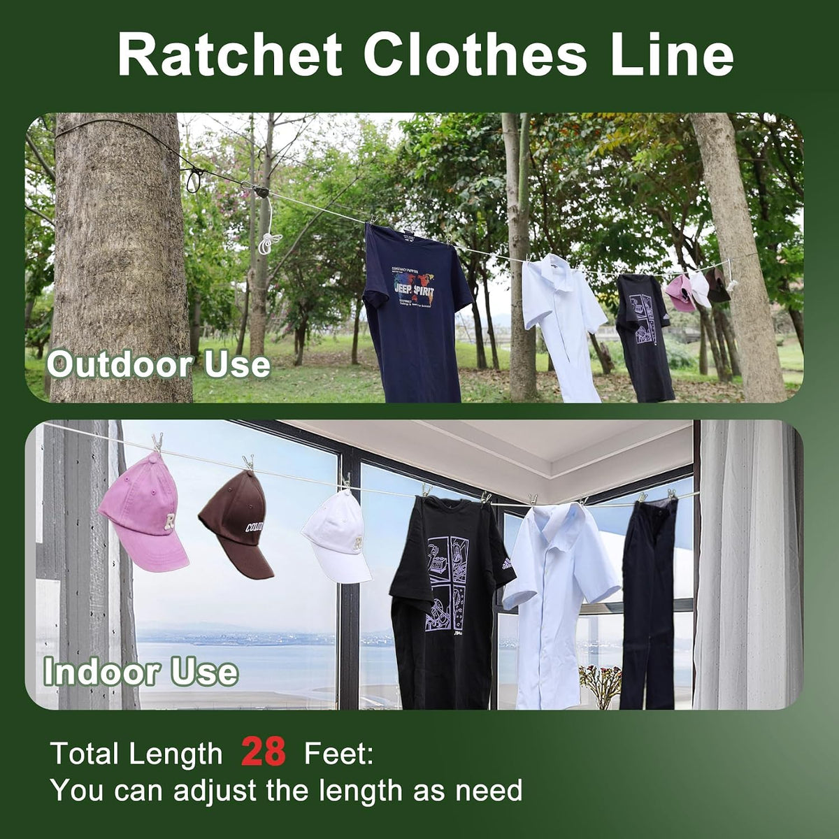 Vigorport Retractable Travel Clothesline, Portable Clothes Laundry Line