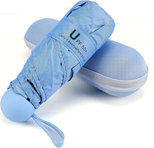 Mini Umbrella for Travel, Compact Folding Umbrella with Case