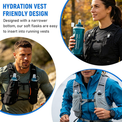 1L Collapsible Water Bottle with Filter for Hiking Backpacking(Green)