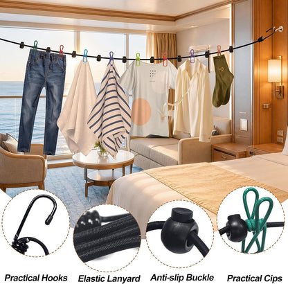 Magnetic Clothes Line for Cruise Ship Retractable Portable Clothesline for Travel,Cruise Essentials 2026 Indoor/Outdoor Foldable Travel Clothesline for rv Tent Camping Van Hotel