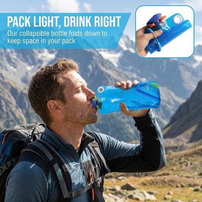 4 Pack Collapsible Water Bottles for Travel – 34oz Foldable Leakproof Water Bottle with Carabiner, Portable Reusable BPA-Free Water Bottle for Hiking,Sports,Camping,Biking