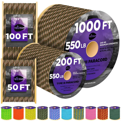 Paracord Rope 550 lb 4mm – Parachute Cord – Utility Camping Rope