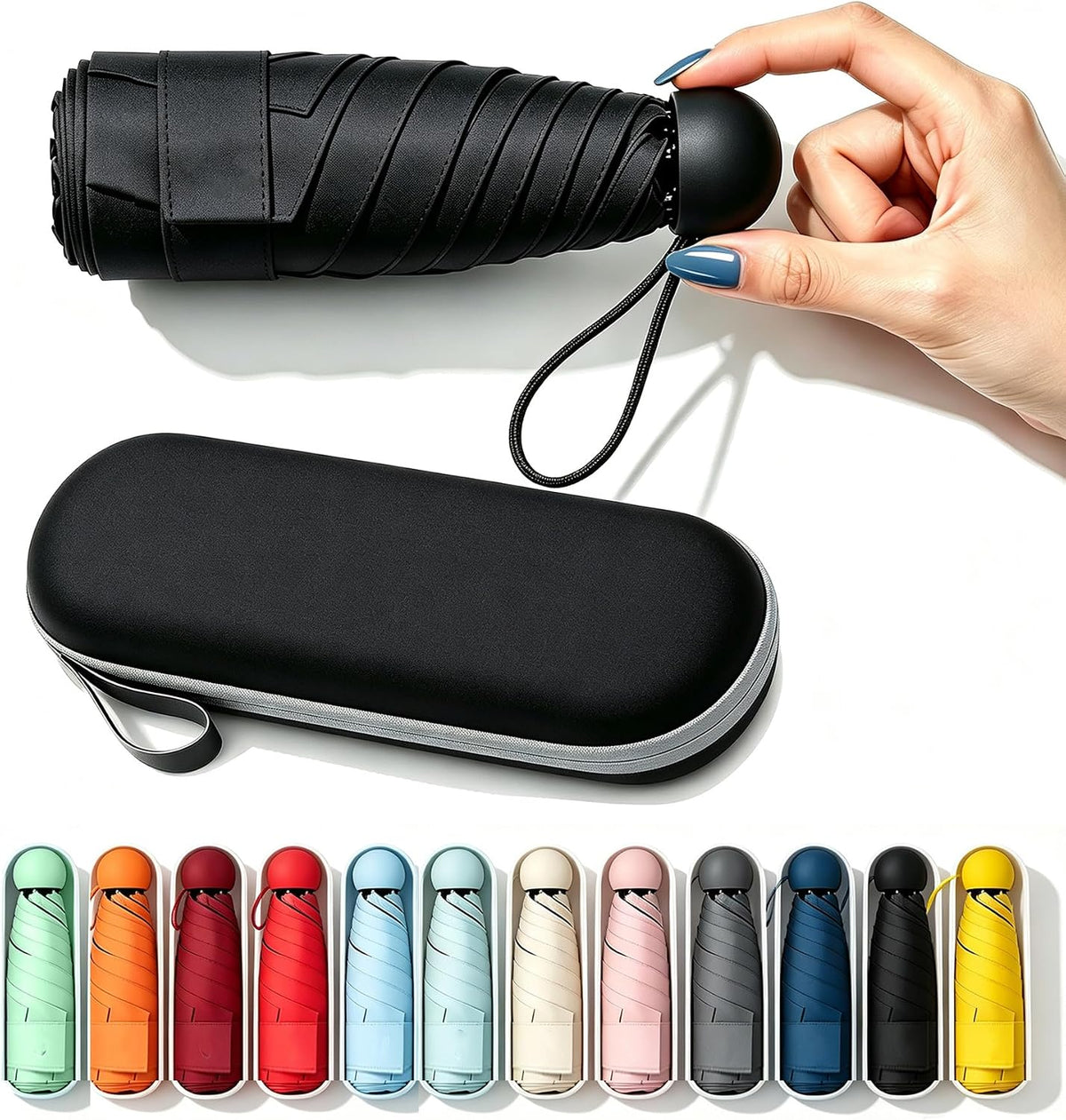 SIEPASA Mini Travel Umbrella, Compact UV Protection Sun & Rain Umbrella