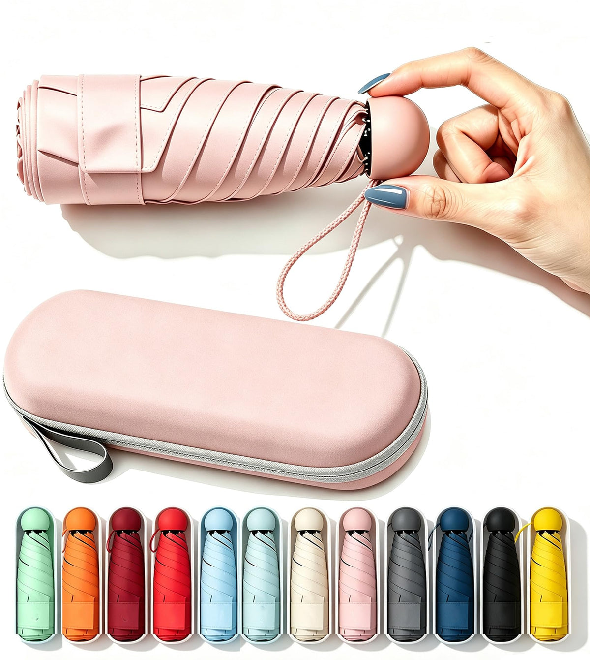 SIEPASA Mini Travel Umbrella, Compact UV Protection Sun & Rain Umbrella