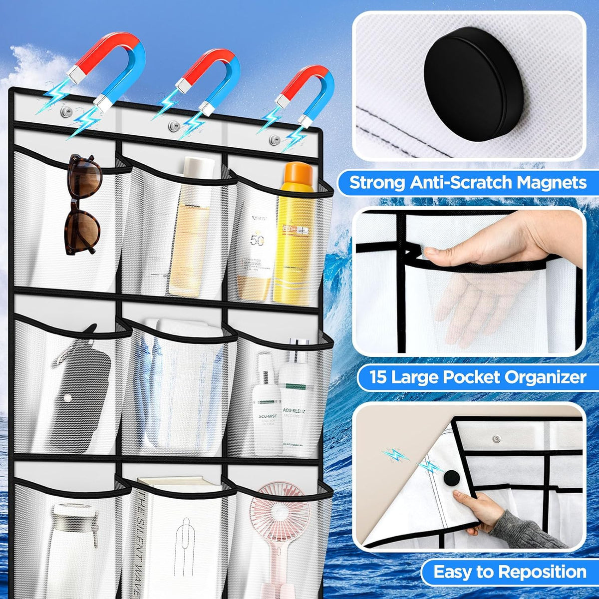 Over the Door Organizer & Magnetic Clothes Line for Cruise Ship