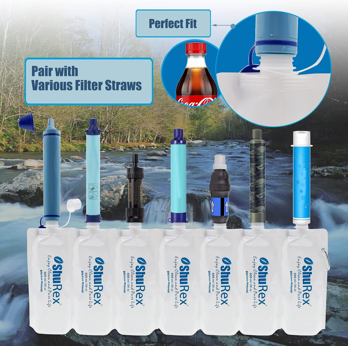 20oz Water Pouch for Sawyer Squeeze Mini Water Filtration System