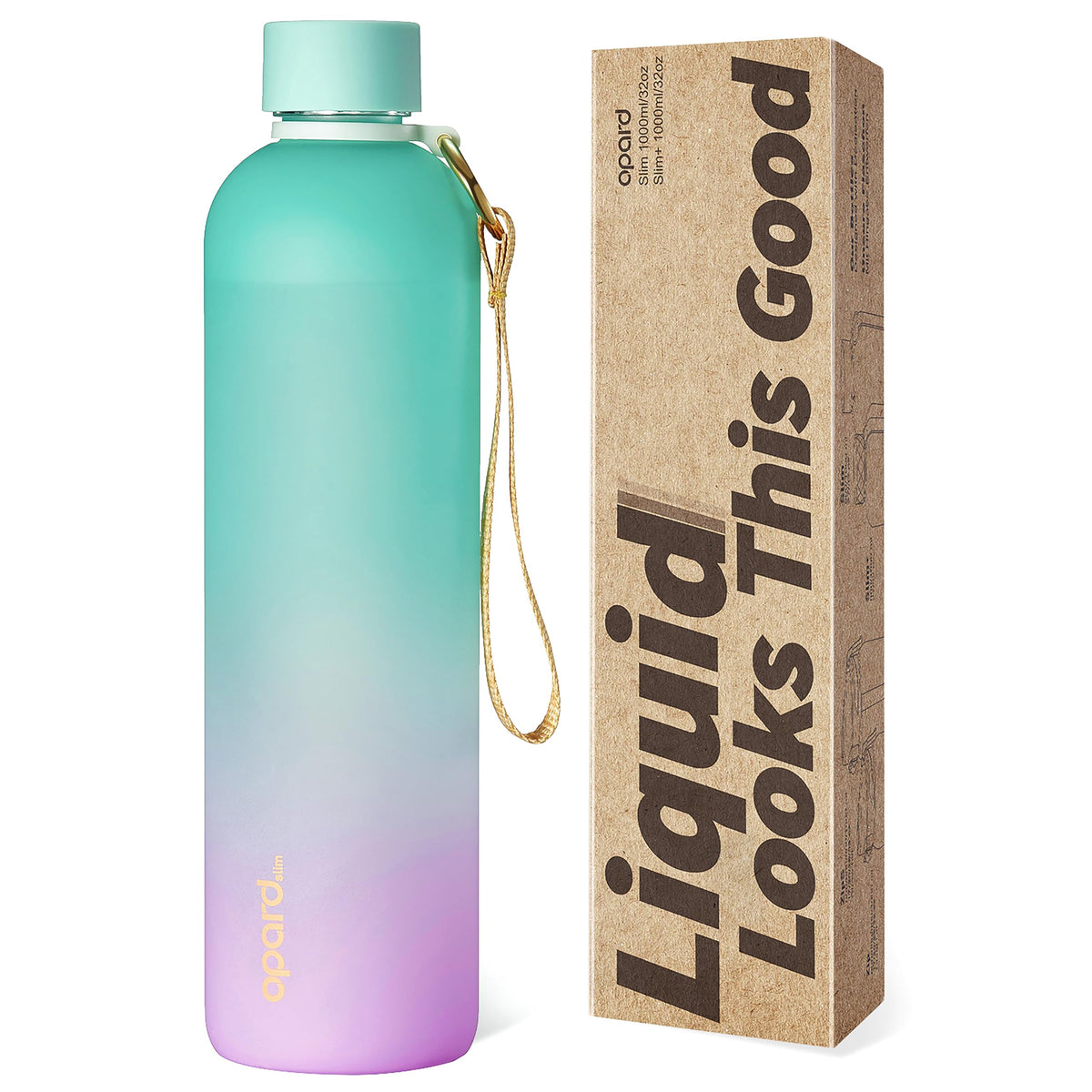 Opard Slim Water Bottle 32oz, Dishwasher Safe Plastic Water Bottle BPA-Free, Leakproof Screw Top, Forest Green, Reusable for Travel School Sport Gym Hiking