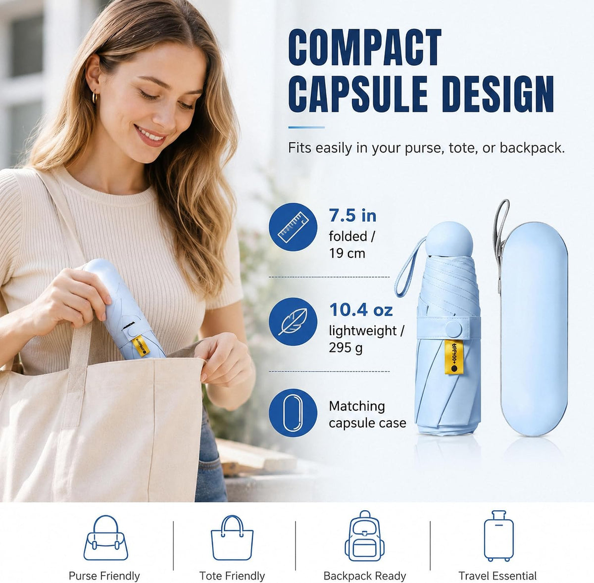 Mini Travel Umbrella with UPF 50+ UV Protection