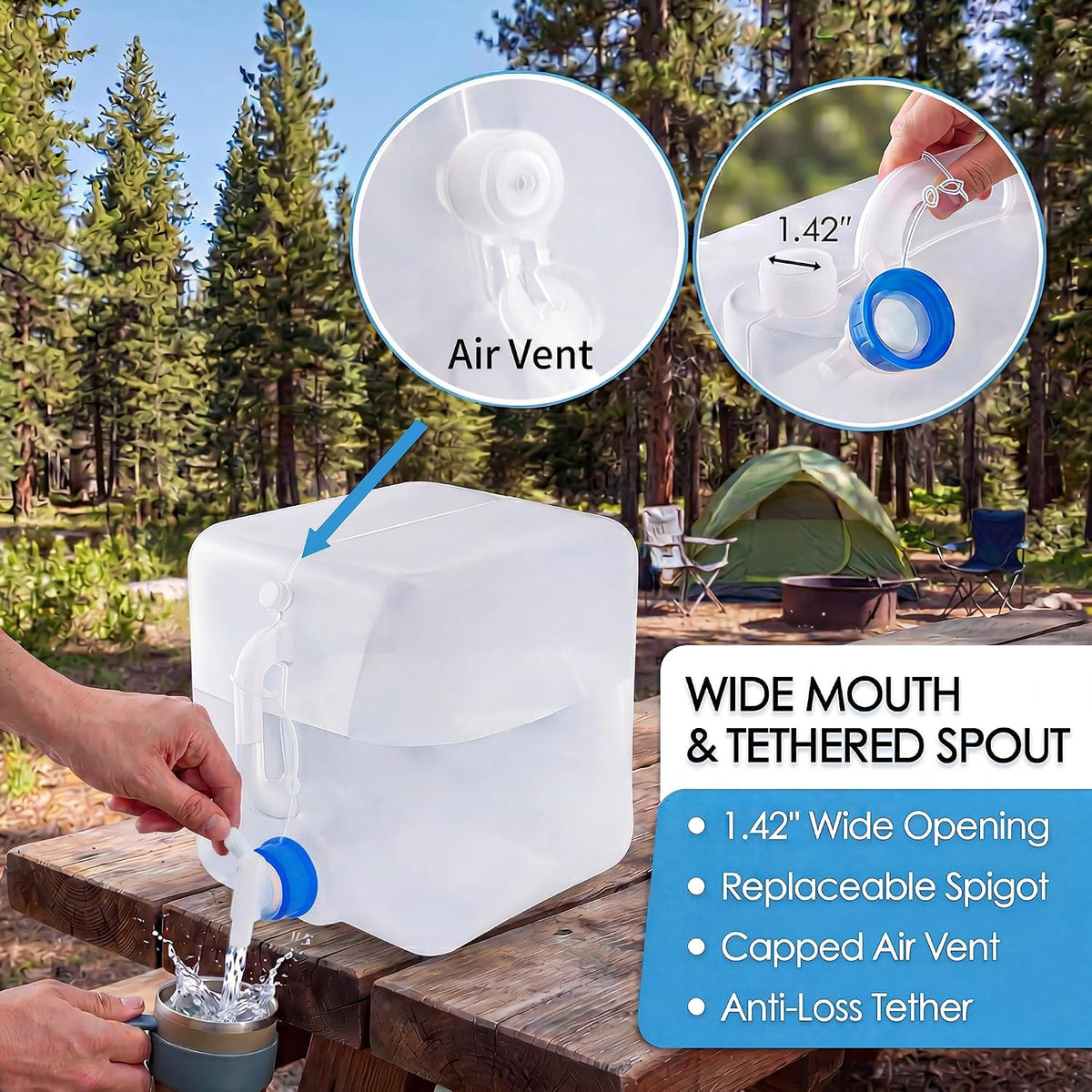 BPA-Free Collapsible Water Container with Spigot, 2-Pack 5.3 Gallon