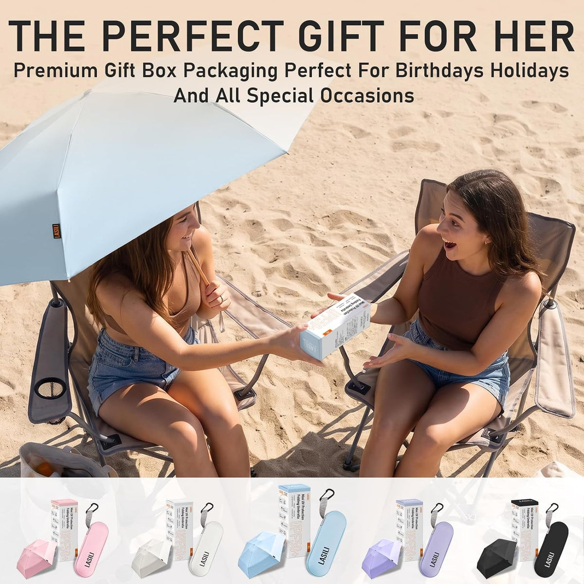 F3 MINI Travel Umbrella with UV Protection, Sun & Rain, 39" Arc