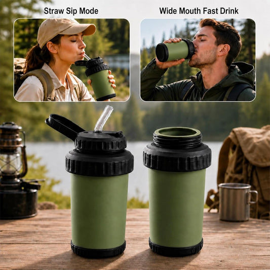 25oz 750ml Collapsible Water Bottle with Straw - BPA Free Silicone Foldable for Hiking Camping Travel Outdoor Sports Gym, Lightweight Portable Leakproof Reusable