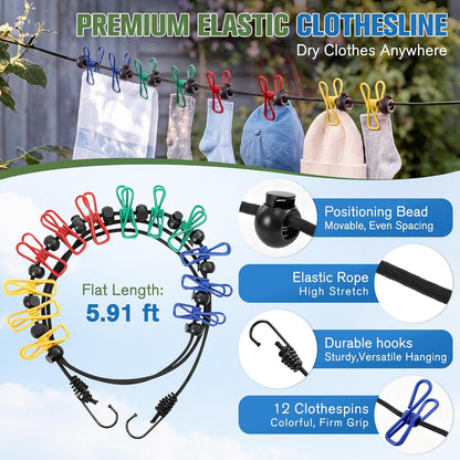 Saillong Portable Travel Washing Bag Kit, With Retractable Clothesline