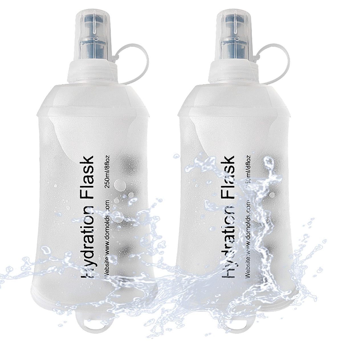 J.CARP 2Pcs 250ml Soft Flask Running Water Bottles, TPU Foldable Running Hydration Flask for Hydration Pack Cycling Hiking Climbing Outdoors Motorbike White