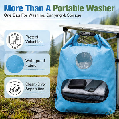 Saillong Portable Travel Washing Bag Kit, With Retractable Clothesline