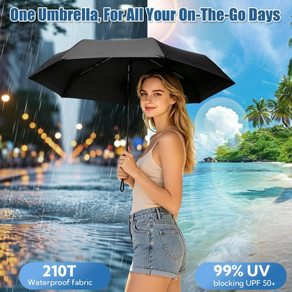 VZZNN 3 Pack Mini Travel Umbrella Compact, Lightweight Nano Waterproof Parasol for Purse Pocket, Small Foldable Rain Umbrella for Women Men, On-the-Go Outdoor Travel Work Daily Use
