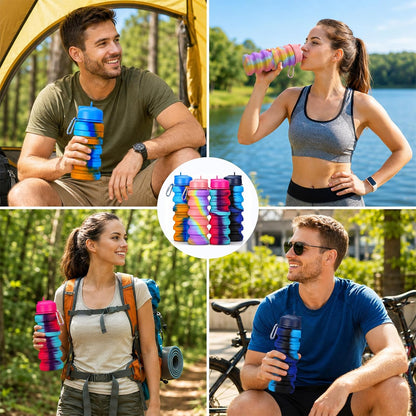 4 Pcs Foldable Water Bottles, 16 oz Reusable Water Bottles Portable