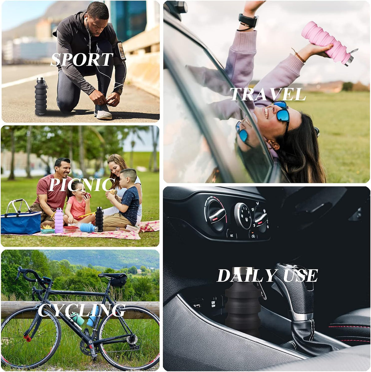 Nefeeko Collapsible Water Bottle, Reuseable BPA Free Silicone Water Bottles