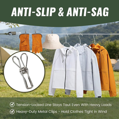 Vigorport Retractable Clothes Line Outdoors with Rope Self-Locking Pulley