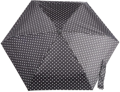 Totes Micro Mini Manual Compact Umbrella, NeverWet technology, Colorful dots on black, 38" arc Coverage