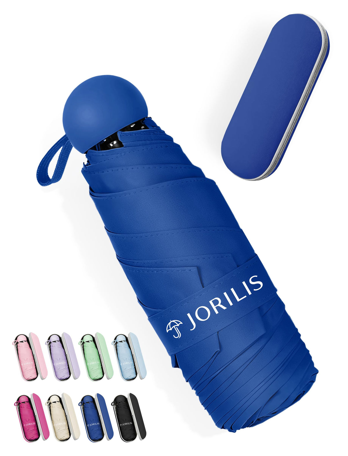 Jorilis Mini Compact Travel Umbrella with Case, Pocket Size UV Sun & Rain