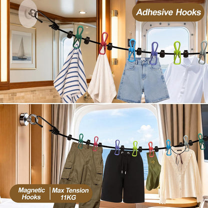 Magnetic Clothes Line for Cruise Ship Retractable Portable Clothesline for Travel,Cruise Essentials 2026 Indoor/Outdoor Foldable Travel Clothesline for rv Tent Camping Van Hotel
