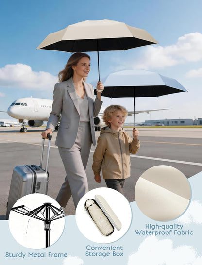 Jorilis Mini Compact Travel Umbrella with Case, Pocket Size UV Sun & Rain