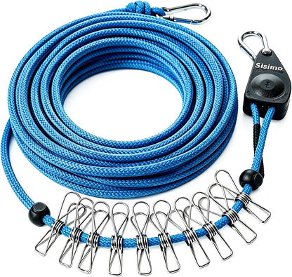 40FT Retractable Clothesline Outdoor 1/4" Polyester Coated Steel Core Rope