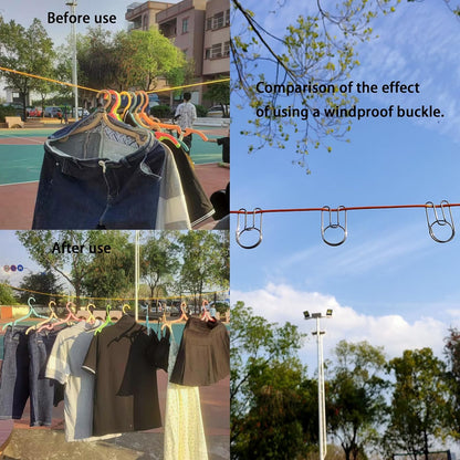 32Ft Portable Travel Clothesline is Also an Outdoor Camping Clothesline, Cruising Clothesline for Drying Clothes on Cruise Ships with 10 Windproof Clips, 10 Clothespins, 1 Storage Bag (Blue)