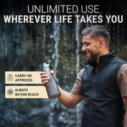 Bachgold Squeeze Filtered Water Bottle, Collapsible Portable Camping Filter