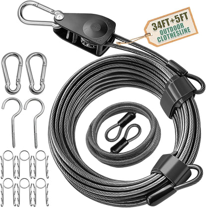 NAZOU Outdoor Retractable Clothesline, 3/16" Coated Steel Wire Rope