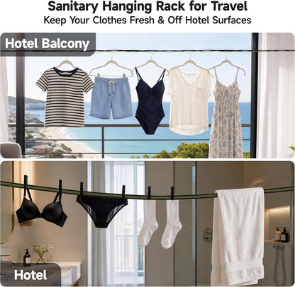 EULANT Portable Travel Clothesline with 24 Hanging Holes w/Storage Bag,10Ft