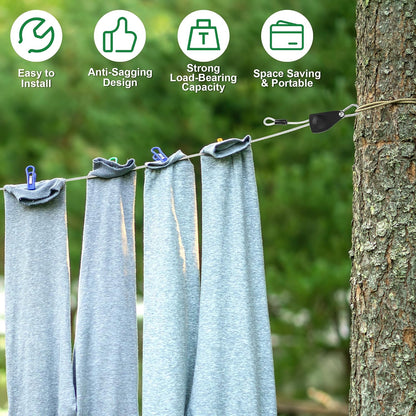 40FT Clothes Line Outdoors Retractable, Anglecai 3/16" Steel Wire Rope