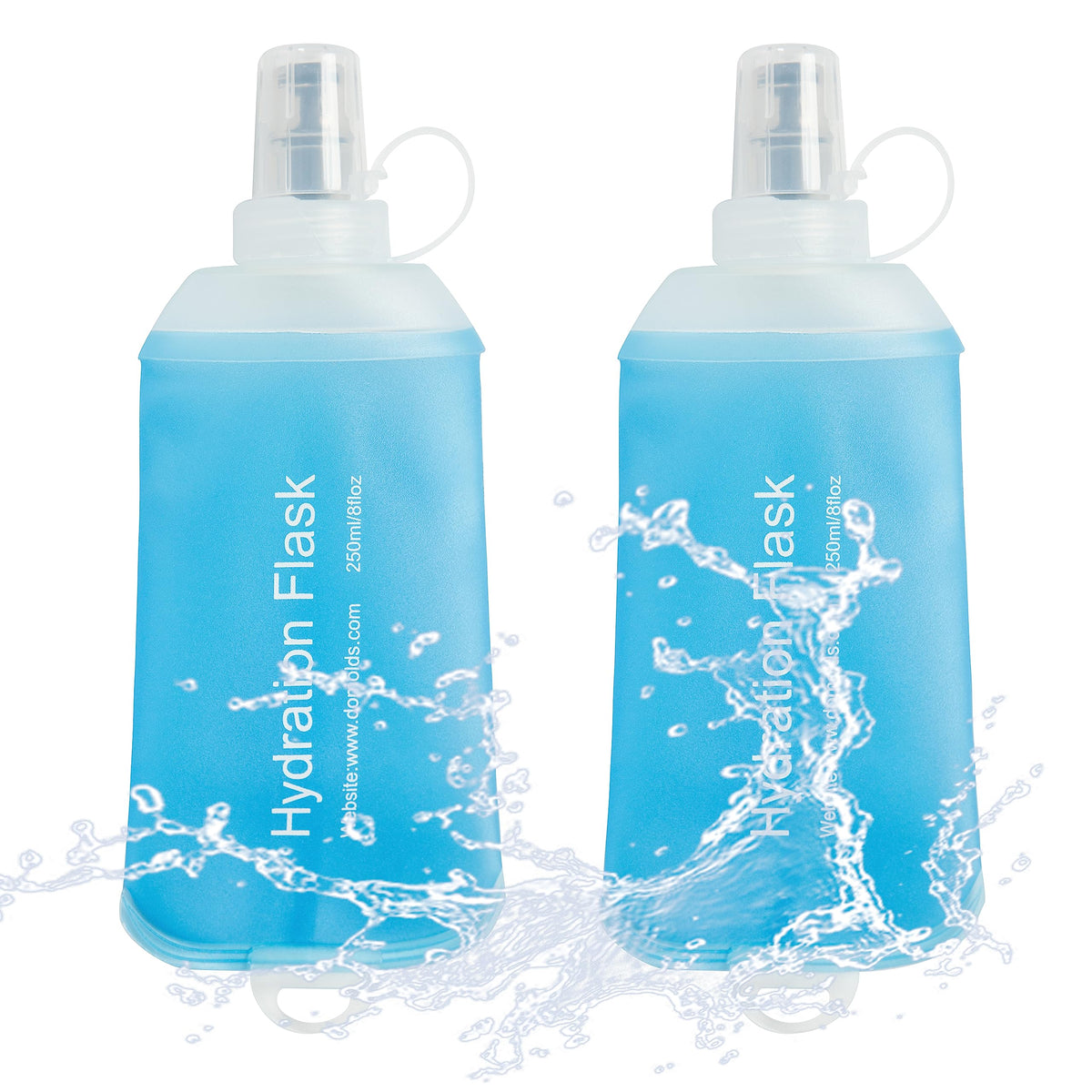 J.CARP 2Pcs 250ml Soft Flask Running Water Bottles, TPU Foldable Running Hydration Flask for Hydration Pack Cycling Hiking Climbing Outdoors Motorbike White