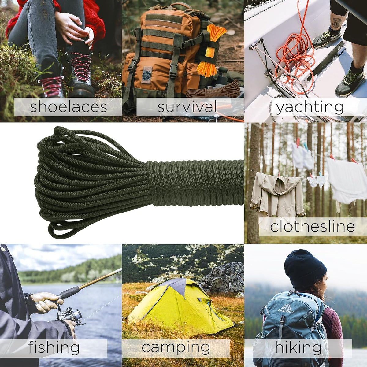 Paracord Rope 550 lb 4mm – Parachute Cord – Utility Camping Rope