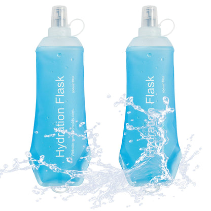 J.CARP 2Pcs 250ml Soft Flask Running Water Bottles, TPU Foldable Running Hydration Flask for Hydration Pack Cycling Hiking Climbing Outdoors Motorbike White