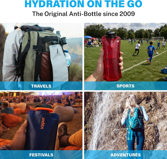 Vapur Collapsible Water Bottle with Carabiner - 23oz (0.7L) - Night Blue