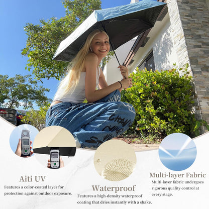 Mini Sun Travel Folding Umbrella Ring handle UPF 50 Men Women Kids