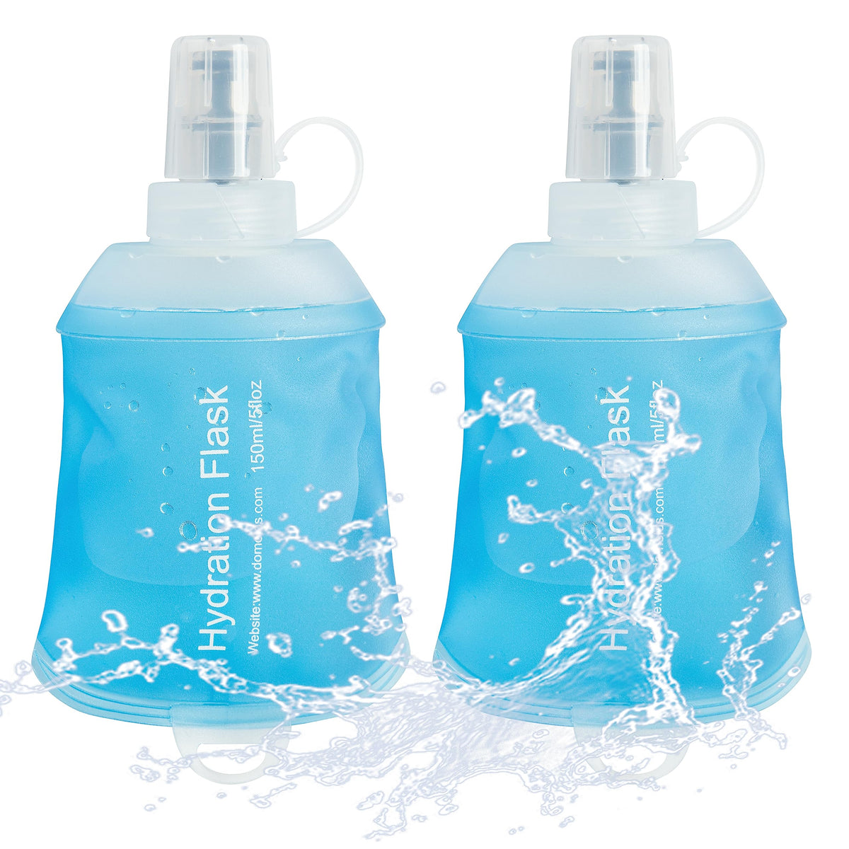 J.CARP 2Pcs 250ml Soft Flask Running Water Bottles, TPU Foldable Running Hydration Flask for Hydration Pack Cycling Hiking Climbing Outdoors Motorbike White