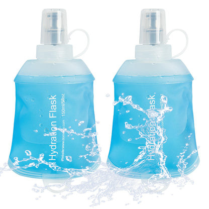J.CARP 2Pcs 250ml Soft Flask Running Water Bottles, TPU Foldable Running Hydration Flask for Hydration Pack Cycling Hiking Climbing Outdoors Motorbike White