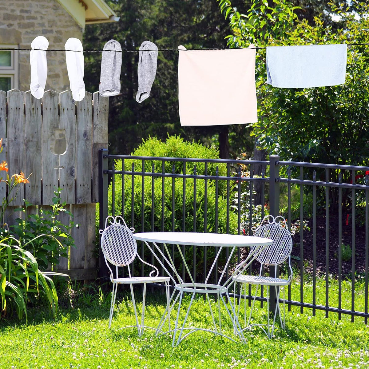 Boao 2 Pieces Travel Clothesline with Hooks and Suction Cups, Black, Blue